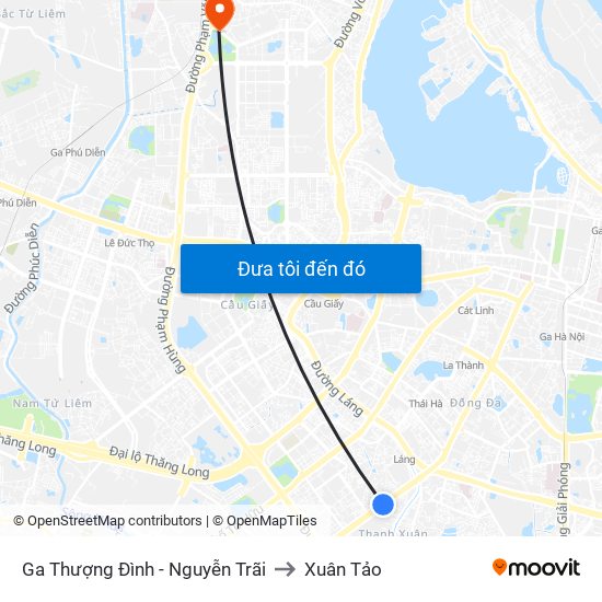 Ga Thượng Đình - Nguyễn Trãi to Xuân Tảo map