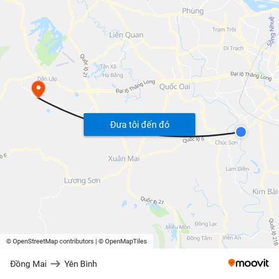 Đồng Mai to Yên Bình map