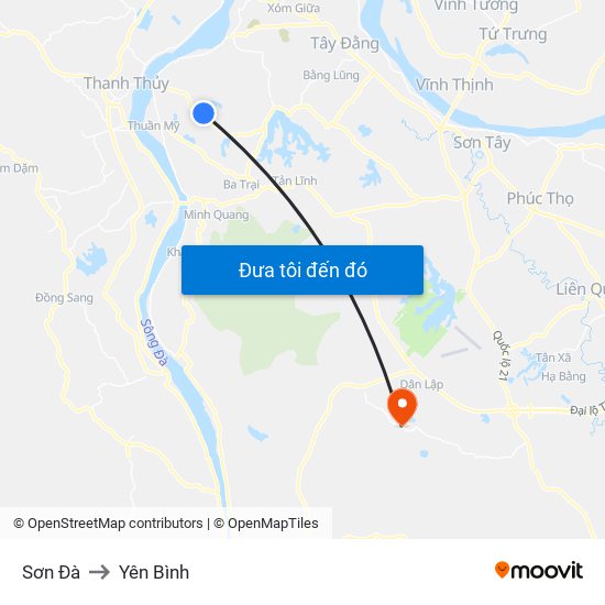 Sơn Đà to Yên Bình map