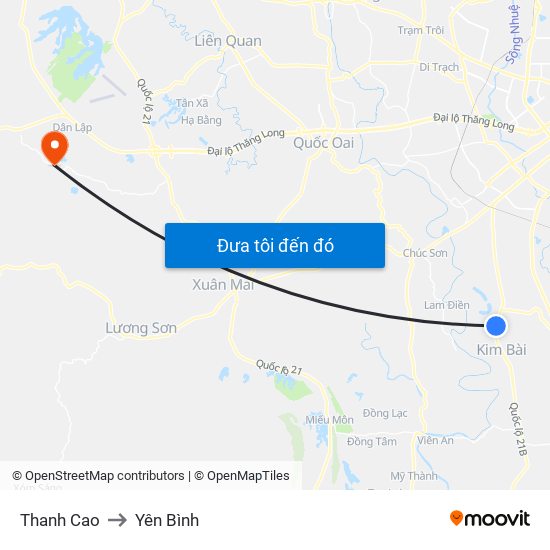 Thanh Cao to Yên Bình map
