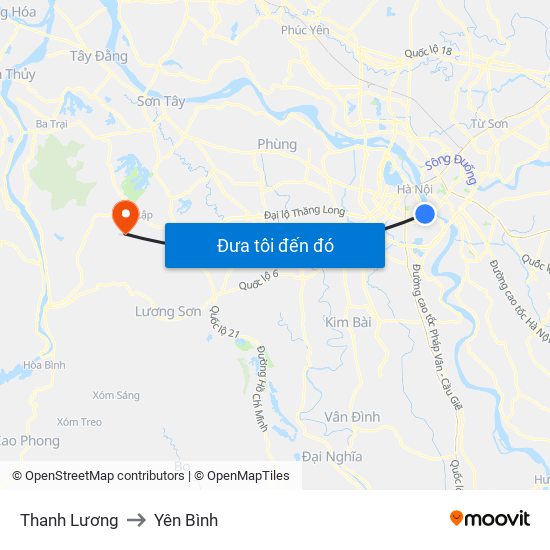 Thanh Lương to Yên Bình map