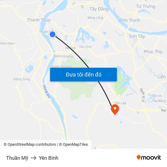 Thuần Mỹ to Yên Bình map