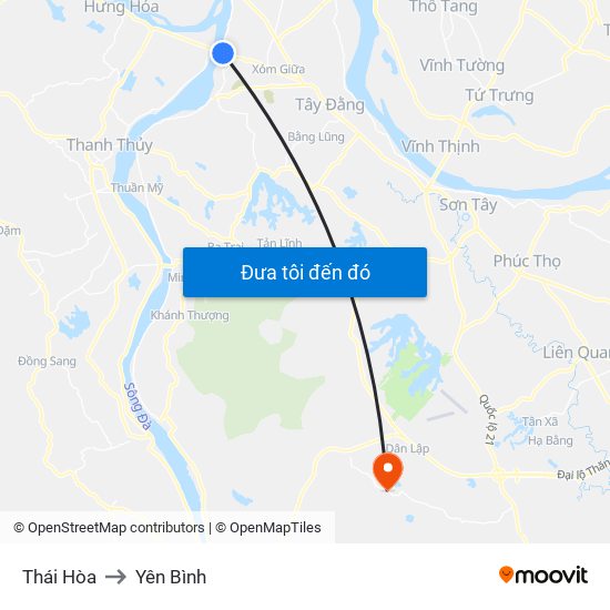 Thái Hòa to Yên Bình map