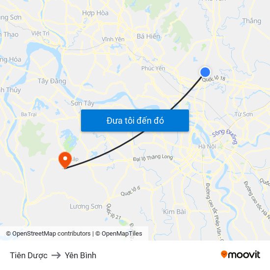 Tiên Dược to Yên Bình map