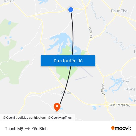 Thanh Mỹ to Yên Bình map