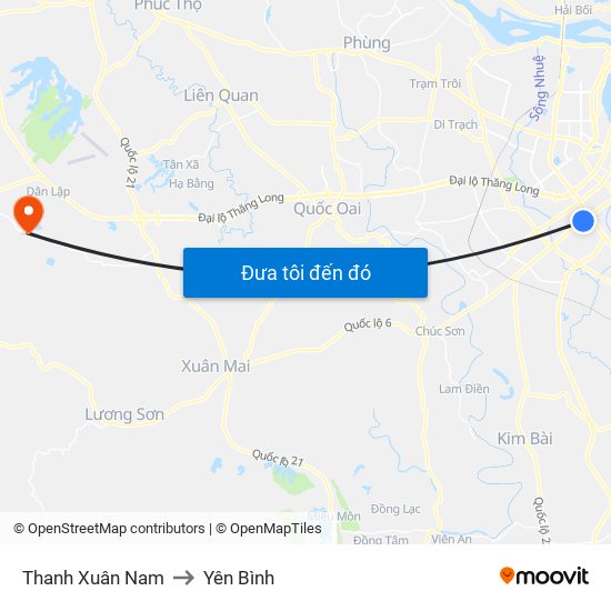 Thanh Xuân Nam to Yên Bình map