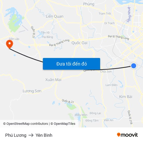 Phú Lương to Yên Bình map