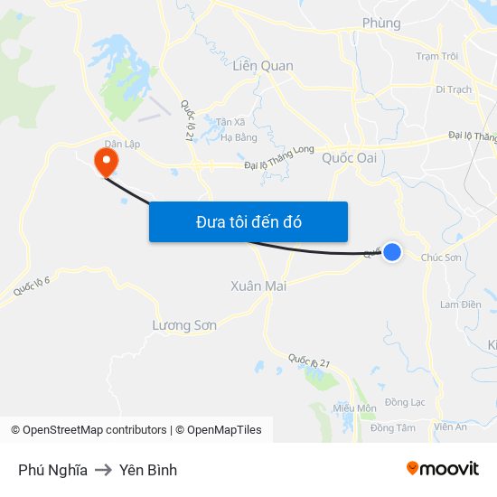 Phú Nghĩa to Yên Bình map