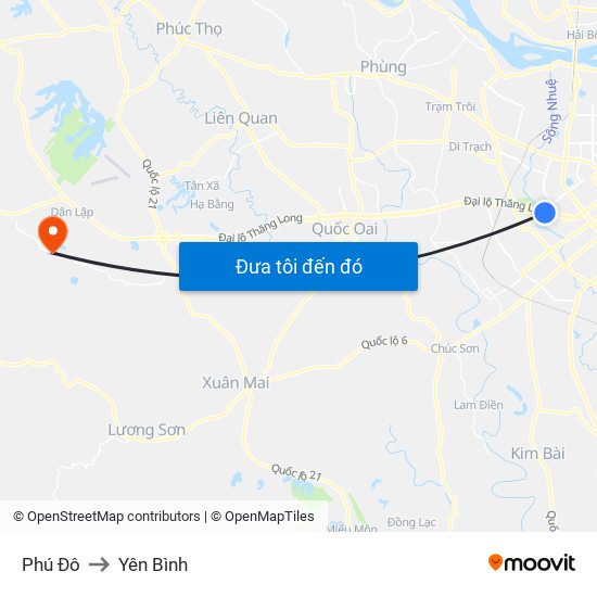 Phú Đô to Yên Bình map