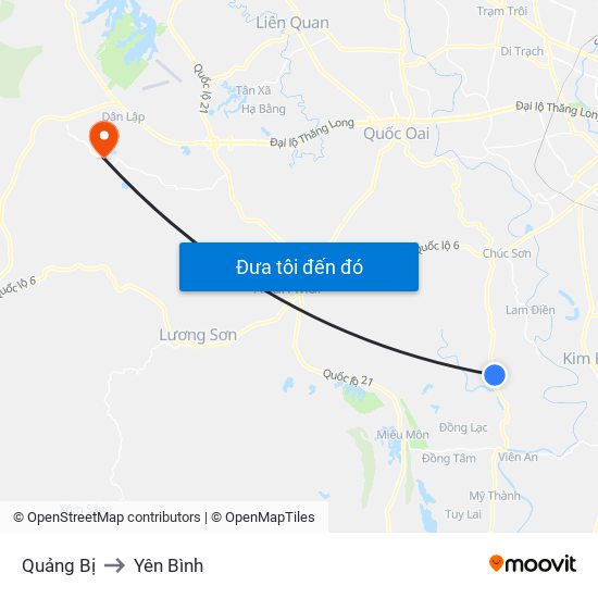 Quảng Bị to Yên Bình map