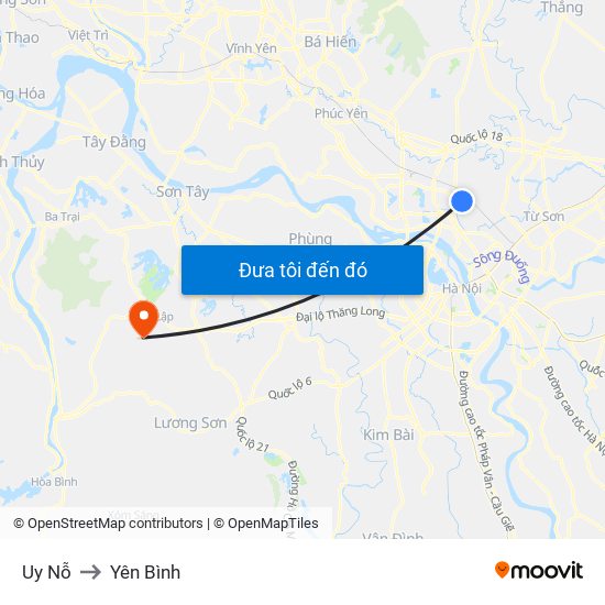 Uy Nỗ to Yên Bình map