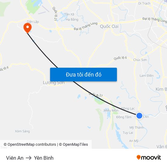 Viên An to Yên Bình map