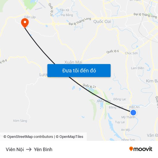Viên Nội to Yên Bình map