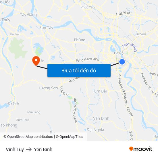 Vĩnh Tuy to Yên Bình map
