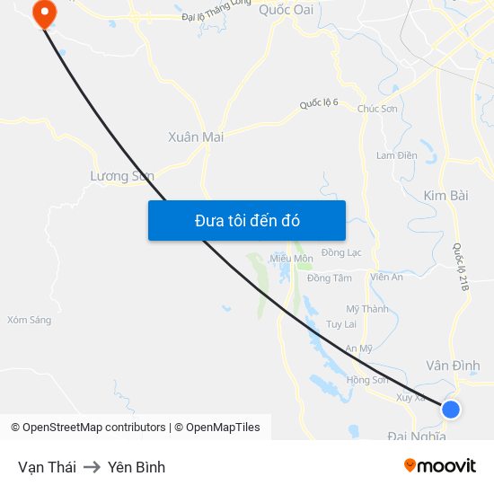 Vạn Thái to Yên Bình map