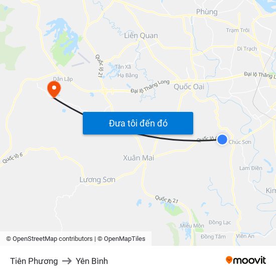 Tiên Phương to Yên Bình map