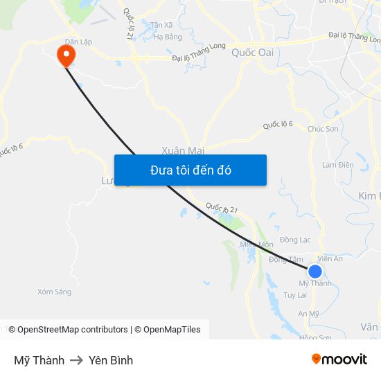 Mỹ Thành to Yên Bình map
