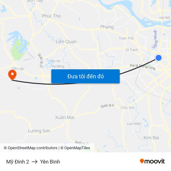 Mỹ Đình 2 to Yên Bình map