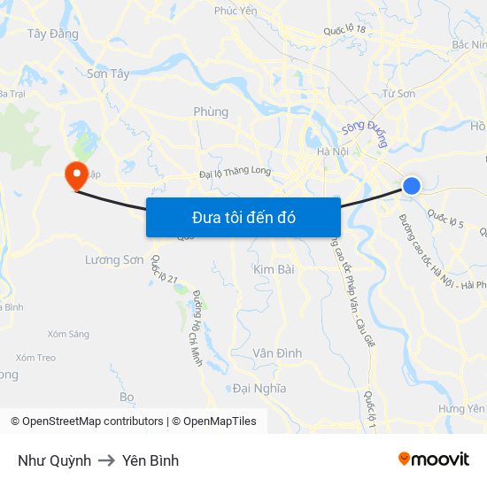 Như Quỳnh to Yên Bình map