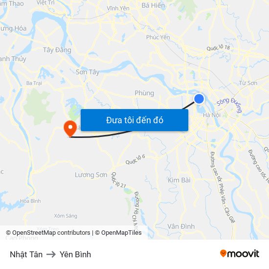 Nhật Tân to Yên Bình map