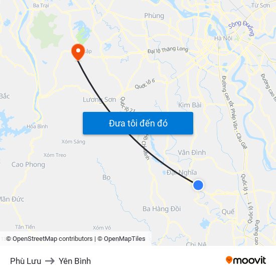 Phù Lưu to Yên Bình map