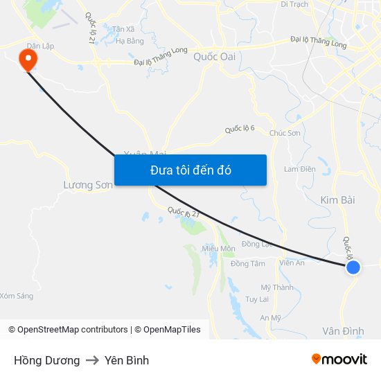 Hồng Dương to Yên Bình map