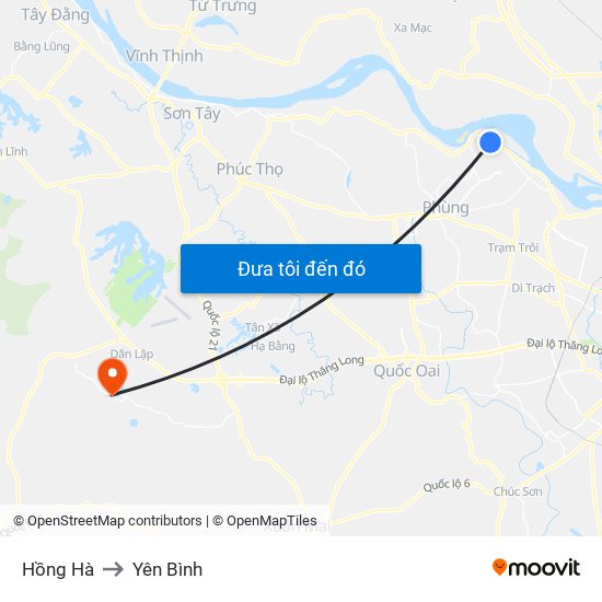 Hồng Hà to Yên Bình map