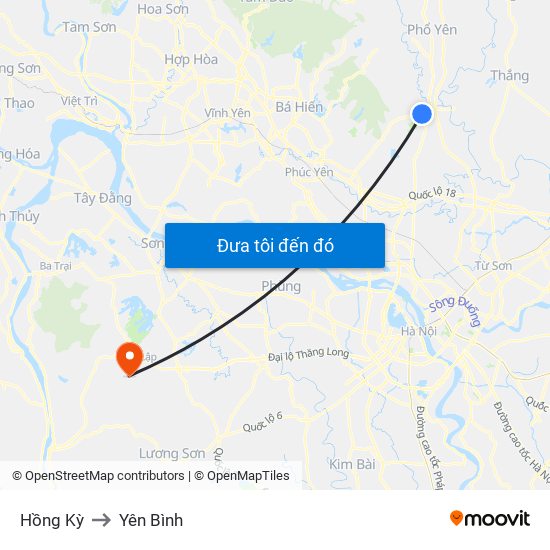 Hồng Kỳ to Yên Bình map