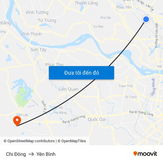 Chi Đông to Yên Bình map