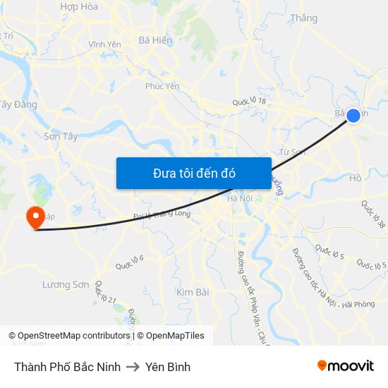 Thành Phố Bắc Ninh to Yên Bình map