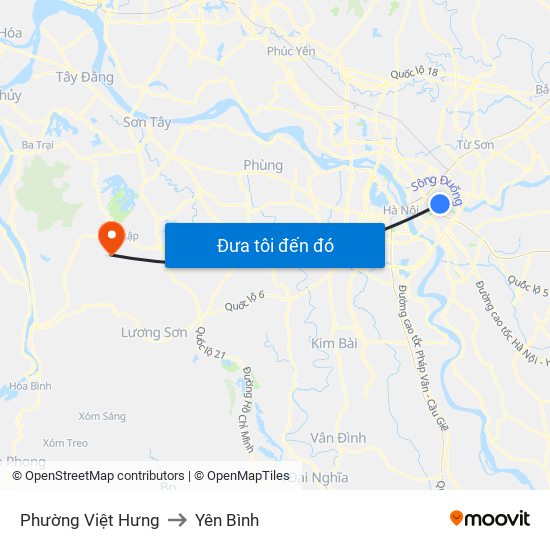 Phường Việt Hưng to Yên Bình map