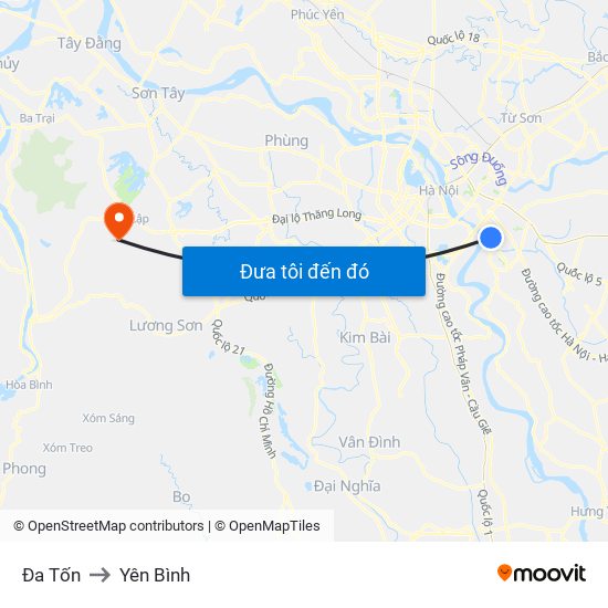 Đa Tốn to Yên Bình map