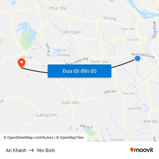 An Khánh to Yên Bình map