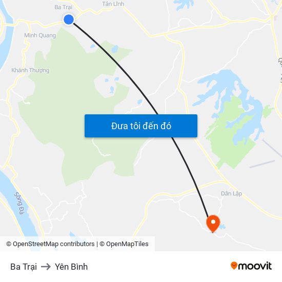 Ba Trại to Yên Bình map
