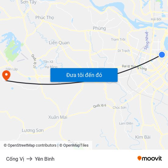 Cống Vị to Yên Bình map