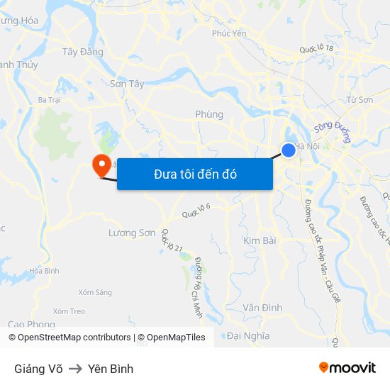 Giảng Võ to Yên Bình map