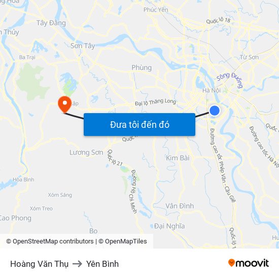Hoàng Văn Thụ to Yên Bình map