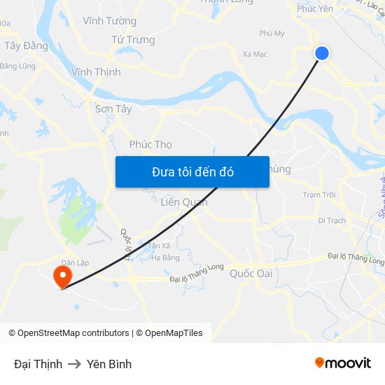 Đại Thịnh to Yên Bình map