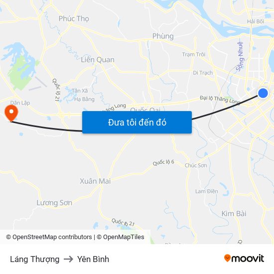 Láng Thượng to Yên Bình map