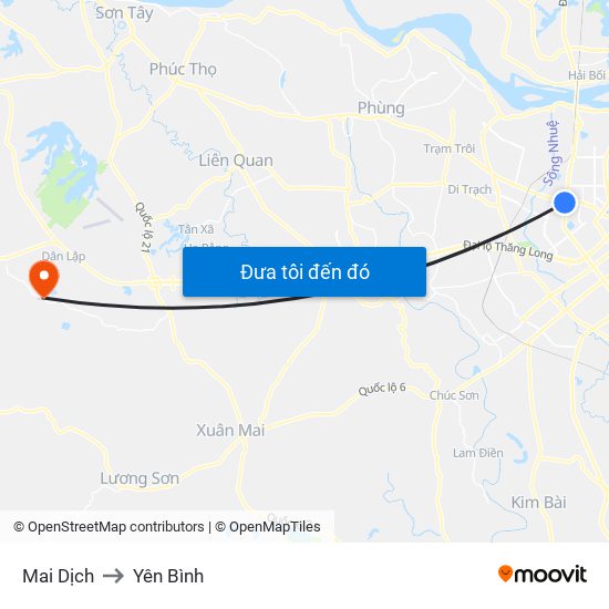 Mai Dịch to Yên Bình map