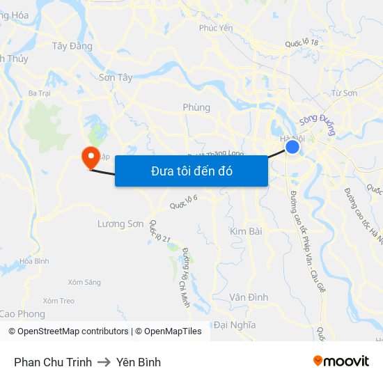 Phan Chu Trinh to Yên Bình map