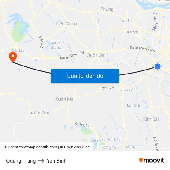 Quang Trung to Yên Bình map