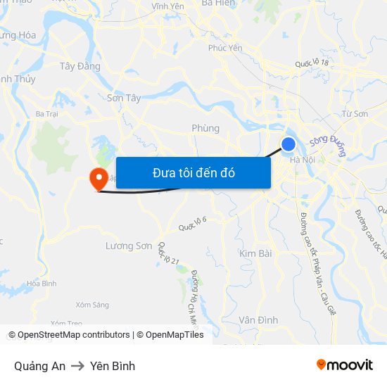 Quảng An to Yên Bình map