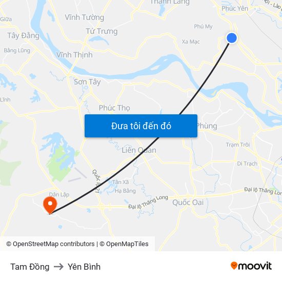 Tam Đồng to Yên Bình map