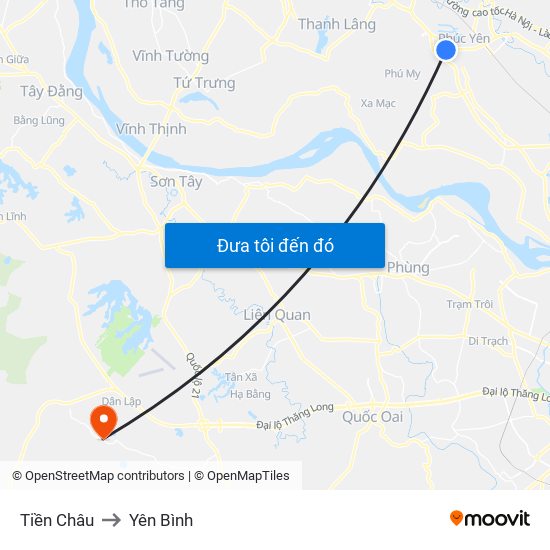 Tiền Châu to Yên Bình map