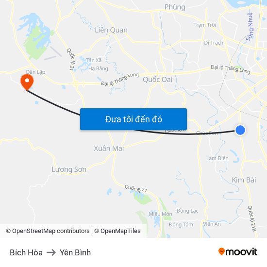 Bích Hòa to Yên Bình map