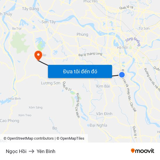 Ngọc Hồi to Yên Bình map