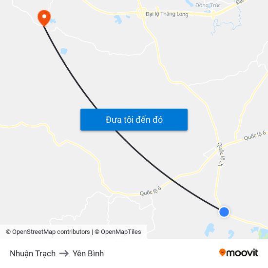 Nhuận Trạch to Yên Bình map