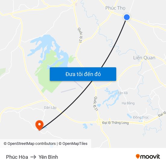 Phúc Hòa to Yên Bình map
