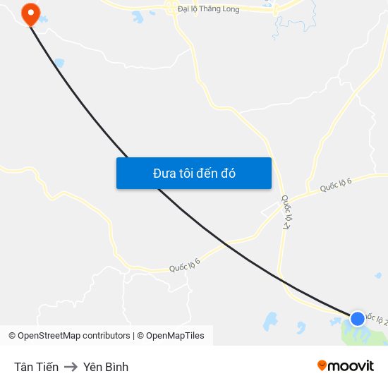 Tân Tiến to Yên Bình map